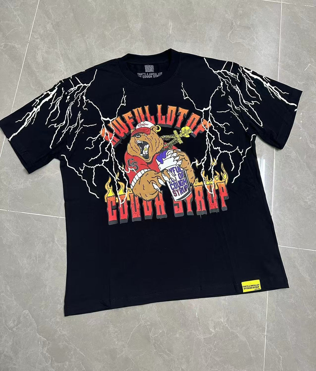 THAT'S A AWFUL LOT OF COUGH SYRUP Bear Lightning Graphic T-Shirt