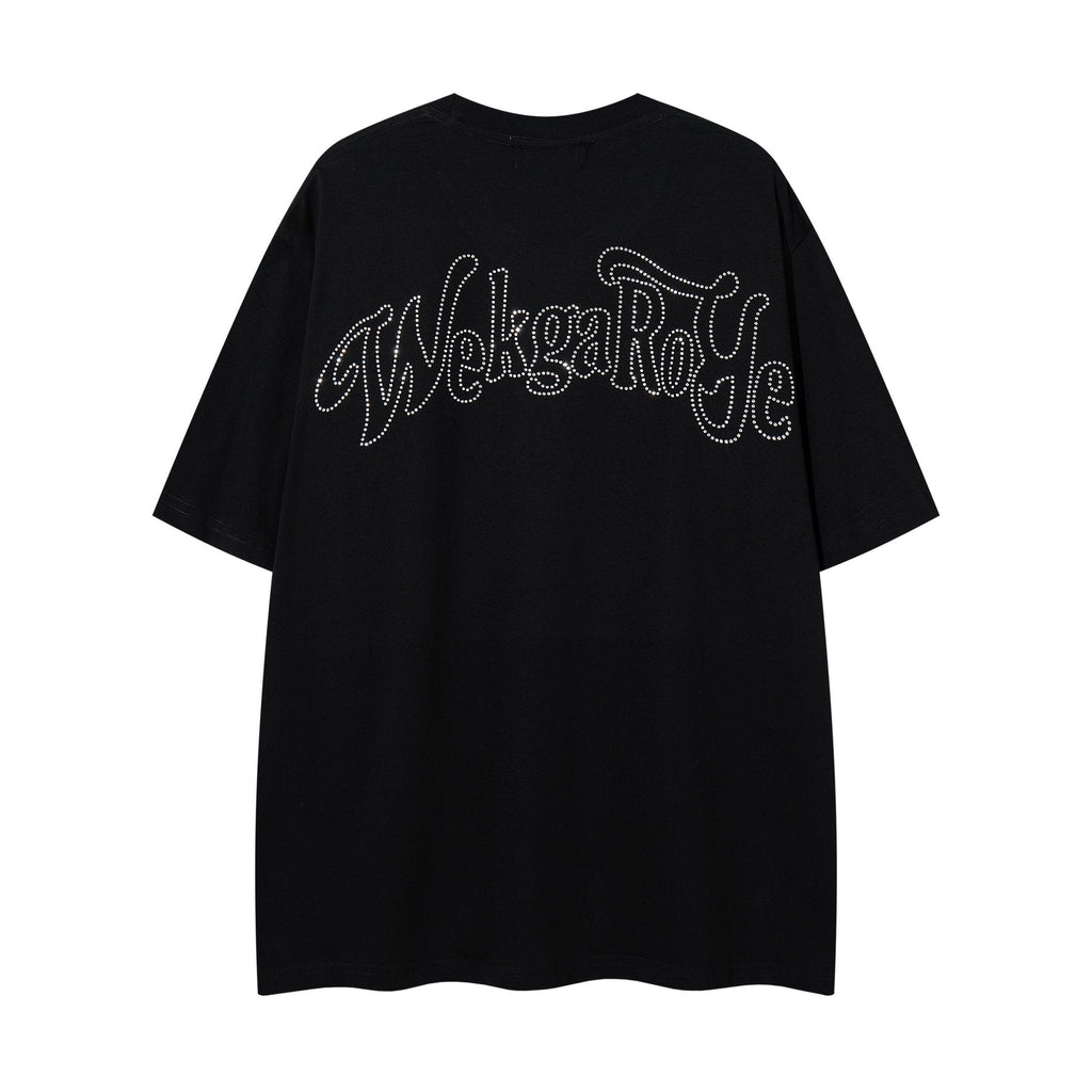 MAJESTIK Rhinestone Distressed Graphic T-Shirt
